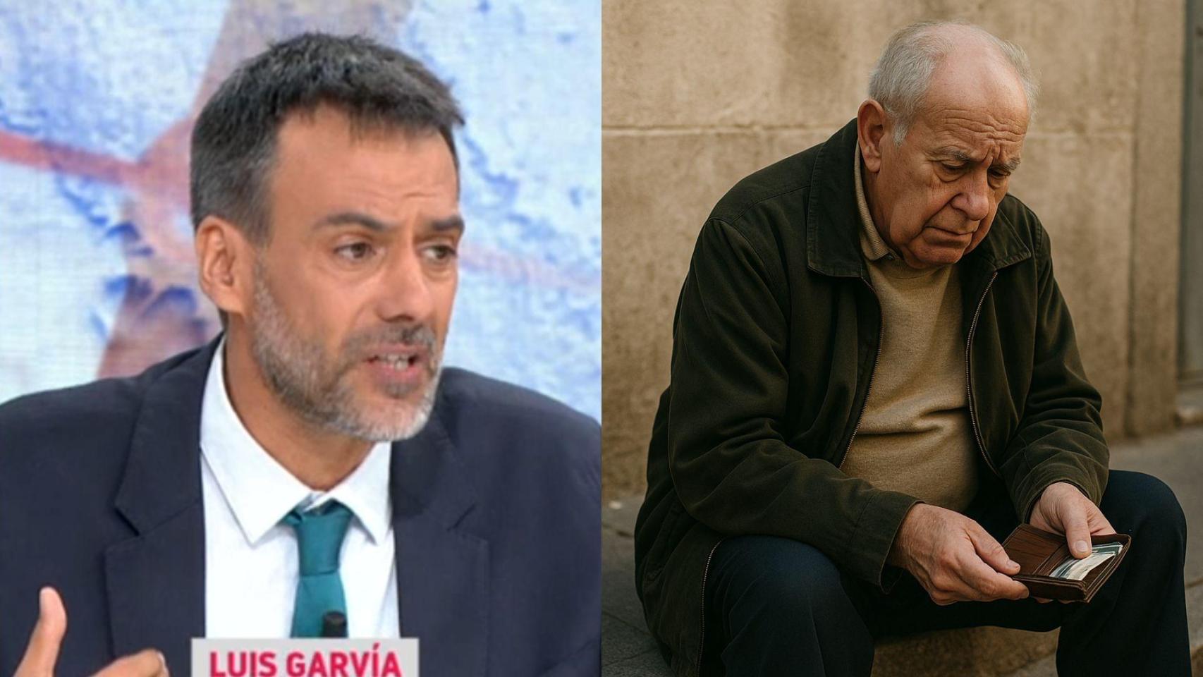 Luis Garvía y una imagen de archivo de un jubilado.
