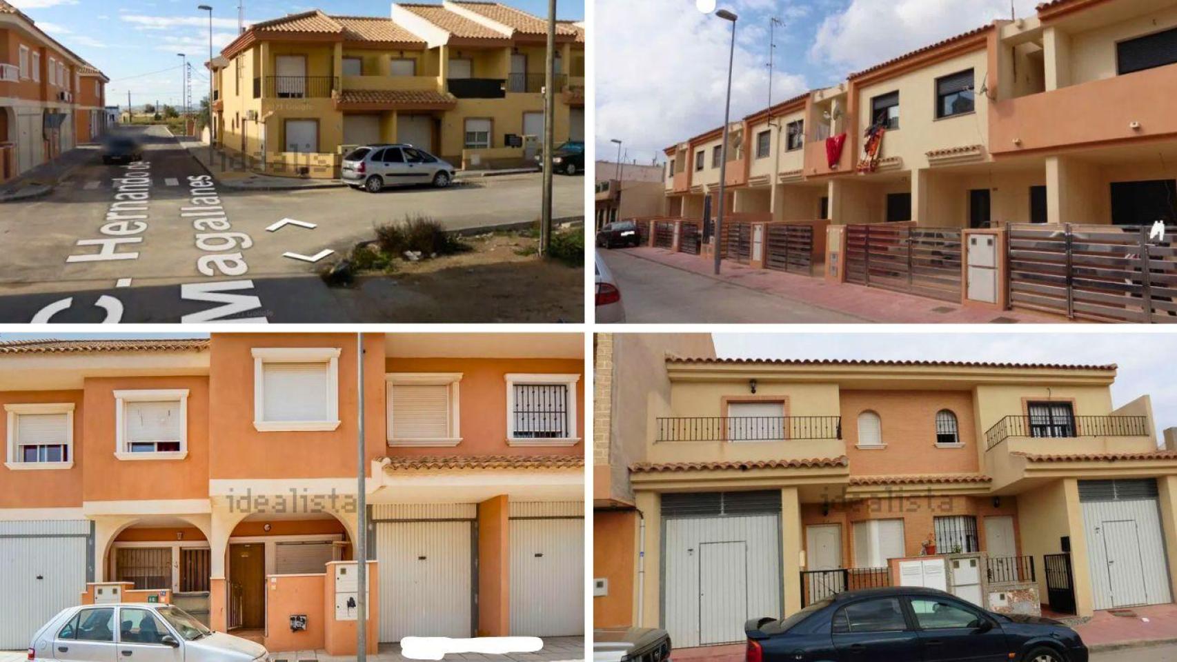 Montaje con varios chalets y pisos okupados en venta en el portal de Idealista.