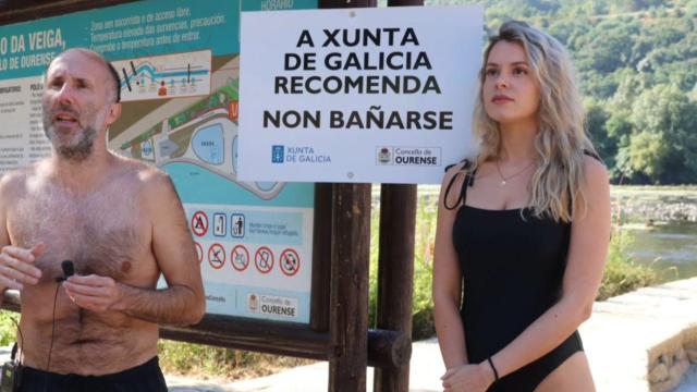 Noa Rouco, concelleira de Festejos, Arte y Termalismo junto al alcalde de Ourense.