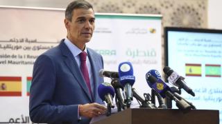 El presidente del Gobierno, Pedro Sánchez, este miércoles en Nuakchot, Mauritania.