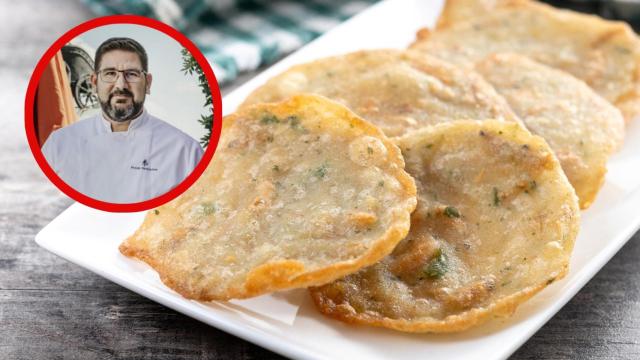Dani García y unas tortillitas de camarones en un montaje de Cocinillas