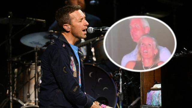Chris Martin y la pareja de infieles, en un montaje de EL ESPAÑOL.