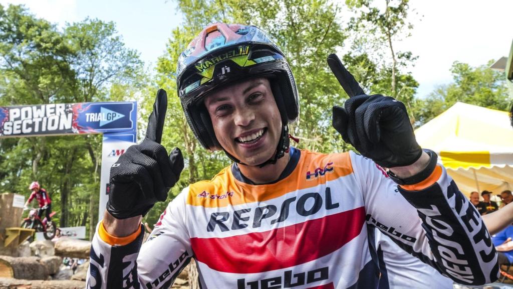 Gabriel Marcelli celebra su victoria en EEUU en el Mundial de Trial GP.