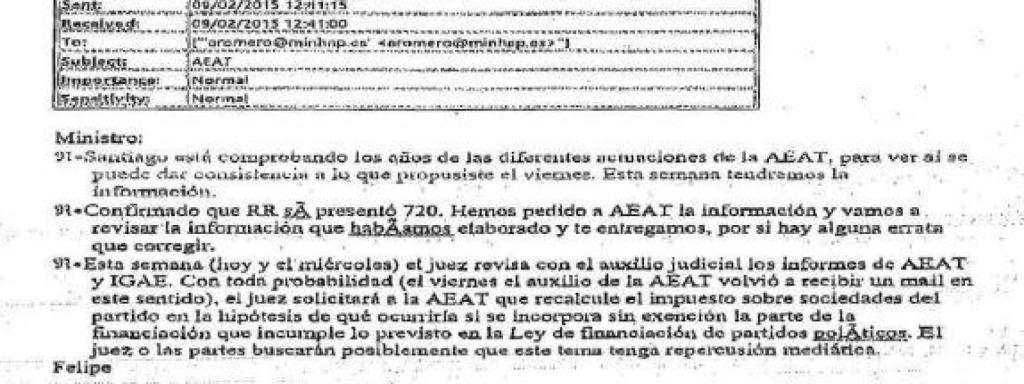 Correo sobre Juan Carlos Monedero.