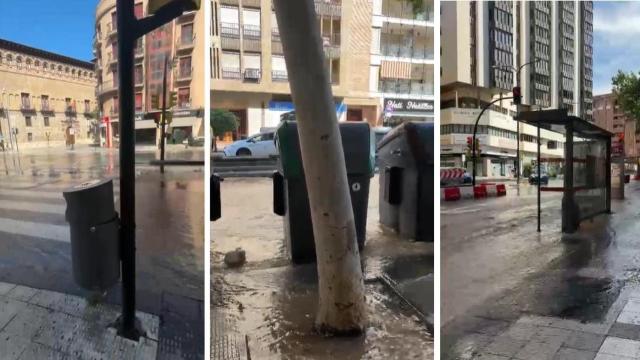 Reventón en la avenida de César Augusto de Zaragoza.