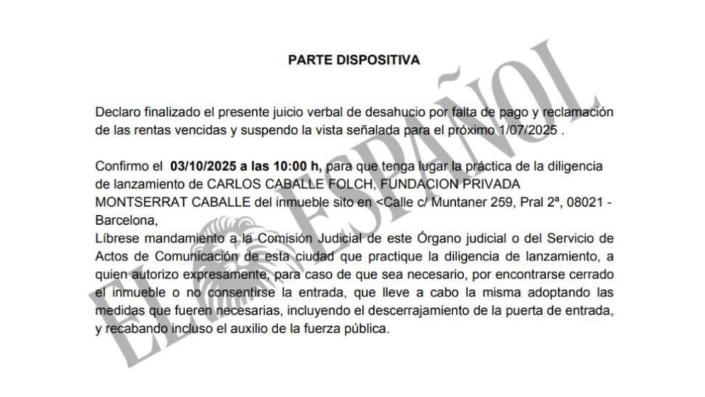 Decreto emitido por el Tribunal de Primera Instancia No. 36 de Barcelona.