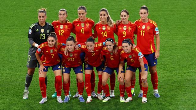 La alineación de España contra Suiza en la Eurocopa femenina.
