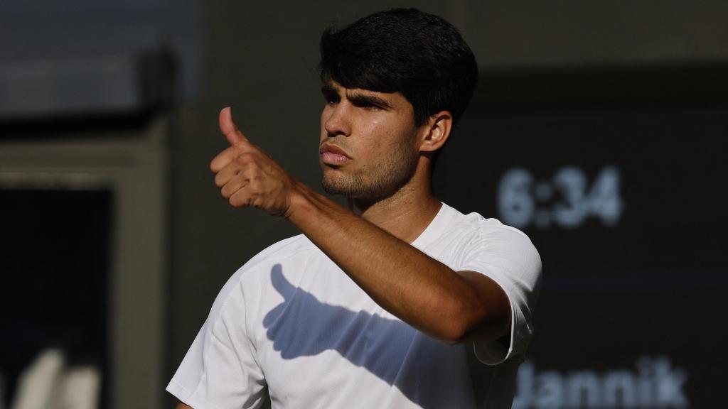 Alcaraz, durante la final de Wimbledon contra Sinner.