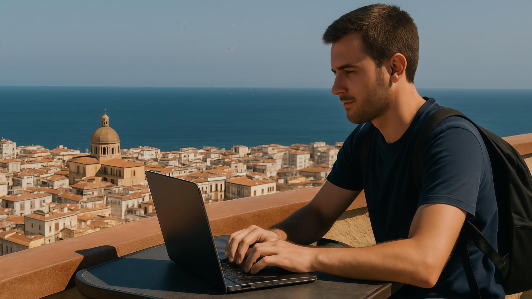 Imagen generada con IA de un hombre trabajando.