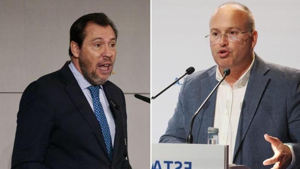 El ministro de Transportes, Óscar Puente, y el secretario general del PP, Miguel Tellado.