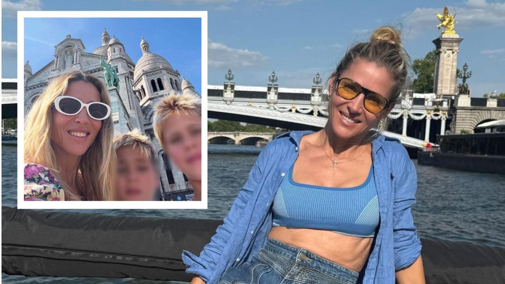 Elsa Pataky, con sus mellizos en su visita a París, en una imagen de sus redes sociales.
