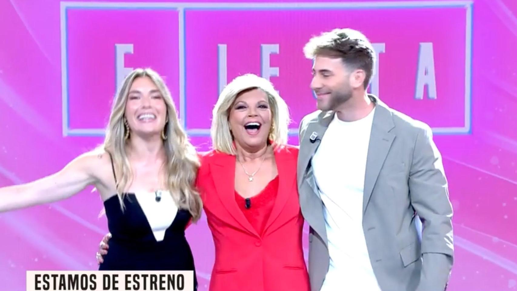 Álex Blanquer, Terelu Campos y César Muñoz en 'Fiesta'.