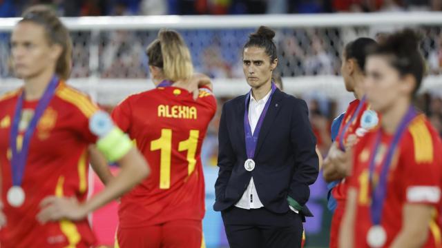 Montse Tomé, tras recibir la medalla de subcampeona de la Eurocopa