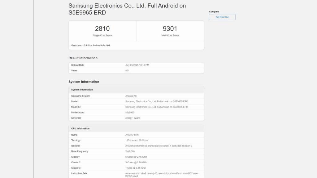Resultados de Geekbench del Exynos 2600 de Samsung