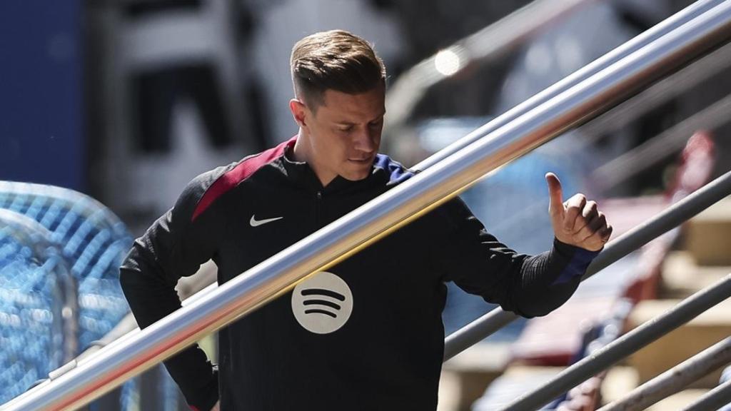 Ter Stegen, en un entrenamiento del Barça
