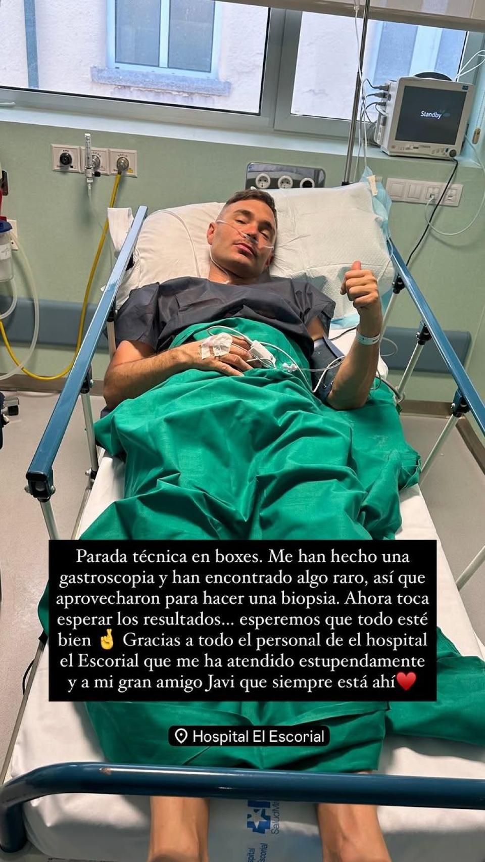 Cristian Suescun, a imagen de sus redes sociales, muestra su reciente paso por el hospital.