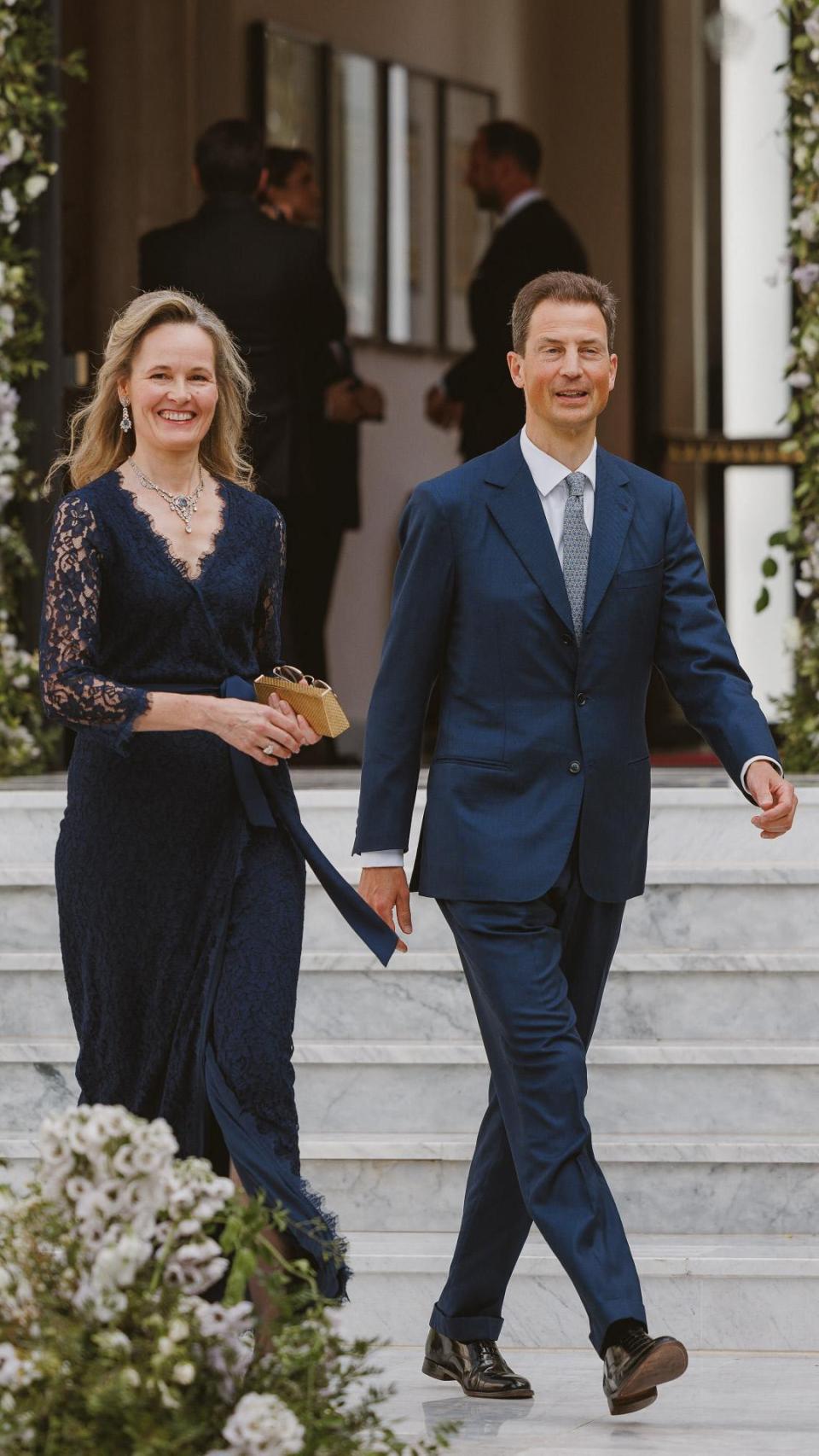 Los Príncipes Alois y Sofía de Liechtenstein en la boda de Al Hussein Bin y Rajwa Al Saif, en Amán, en junio de 2023.