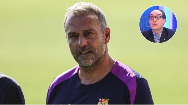 Imagen de Hansi Flick y José Miguel Villarroya.