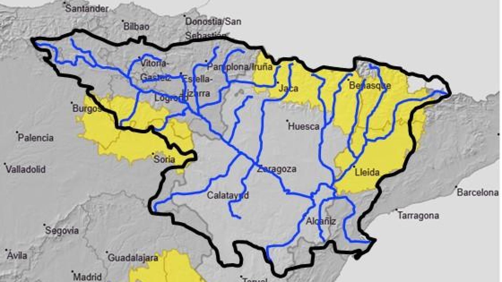 La CHE alerta de la crecida de barrancos en Aragón por  lluvias intensas : podrían caer 15 litros en solo una hora