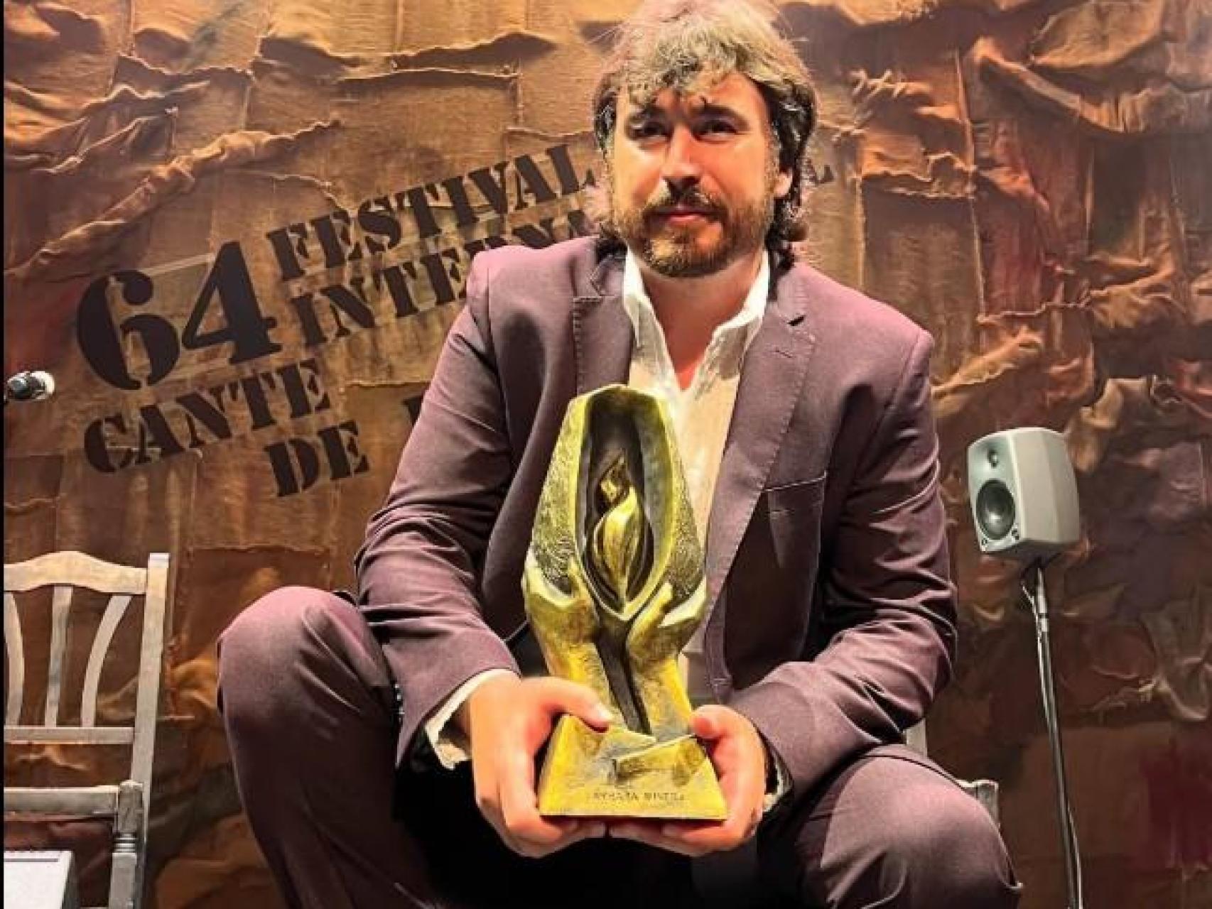 El cantaor Gregorio Moya, ganador de la  Lámpara Minera  del Festival Internacional del Cante de las Minas en La Unión
