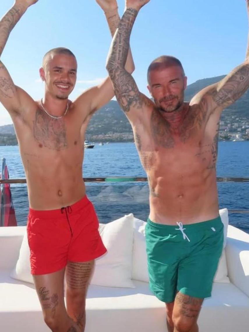 David con su hijo Romeo, durante sus recientes vacaciones.
