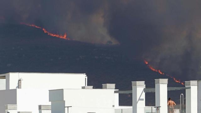 El incendio de Tarifa, desde algunas de las urbanizaciones cercanas.