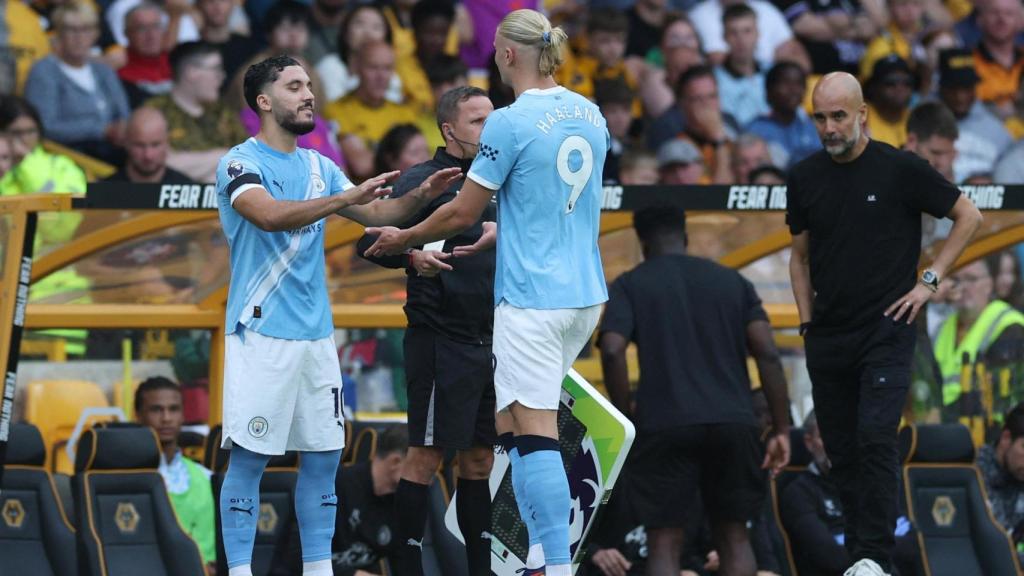 Pep Guardiola, in the match against the Wolves.