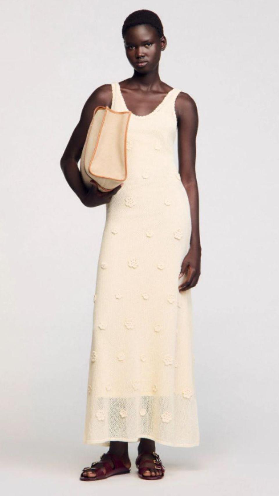 Vestido largo beige para mujeres, de Sandro Paris.