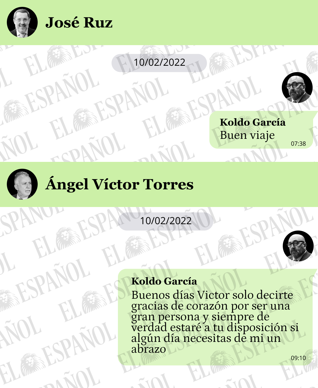 Conversaciones en el WhatsApp de Koldo García el 10 de febrero de 2022