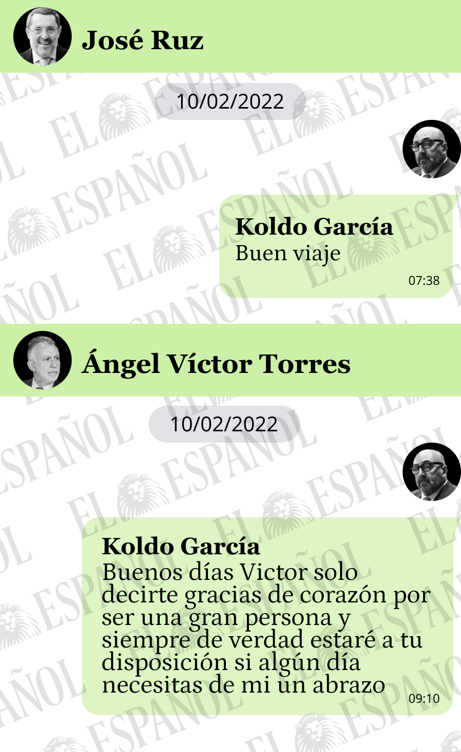 Conversaciones en el WhatsApp de Koldo García el 10 de febrero de 2022