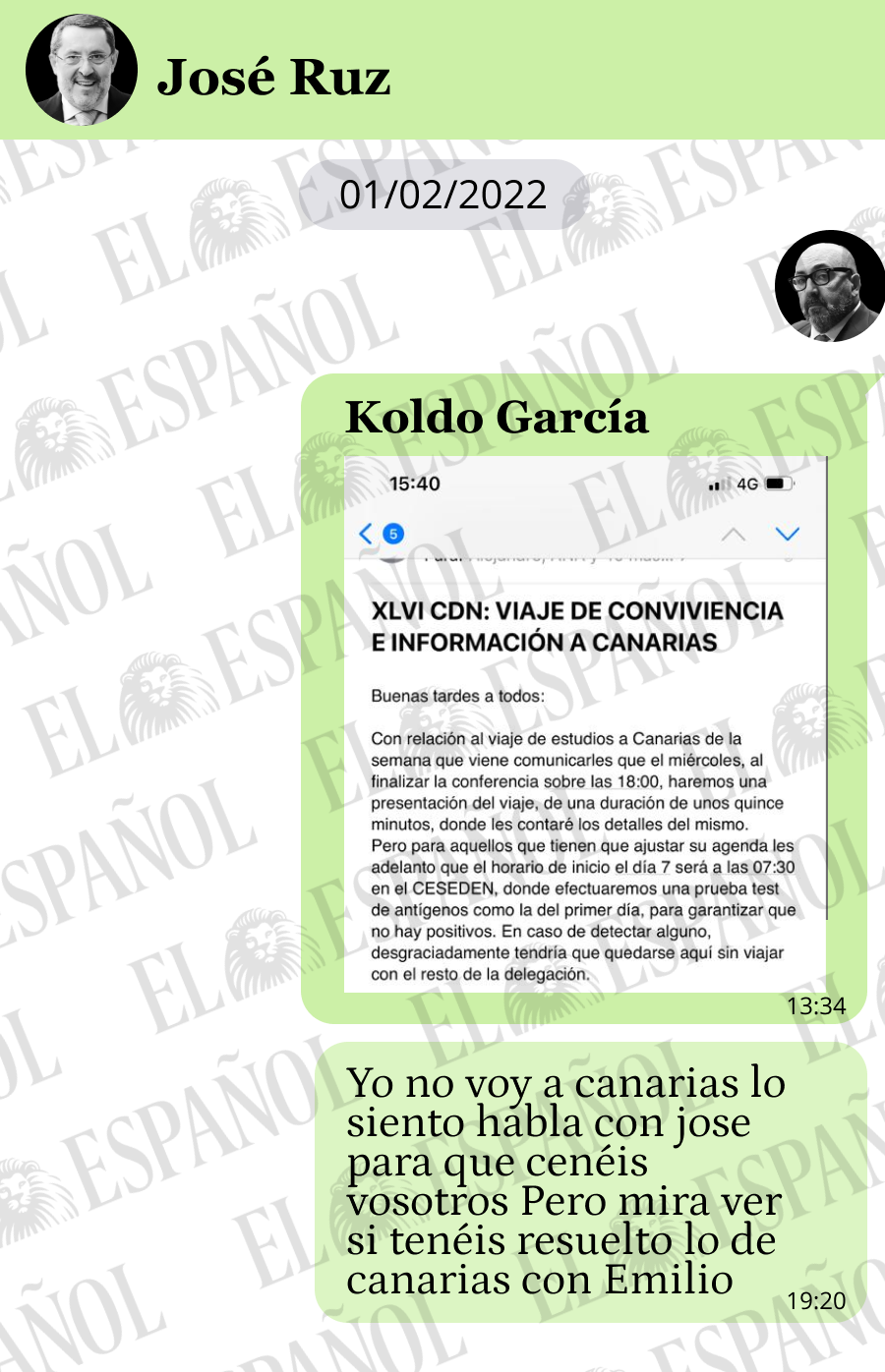Conversaciones en el WhatsApp de Koldo García el 1 de febrero de 2022