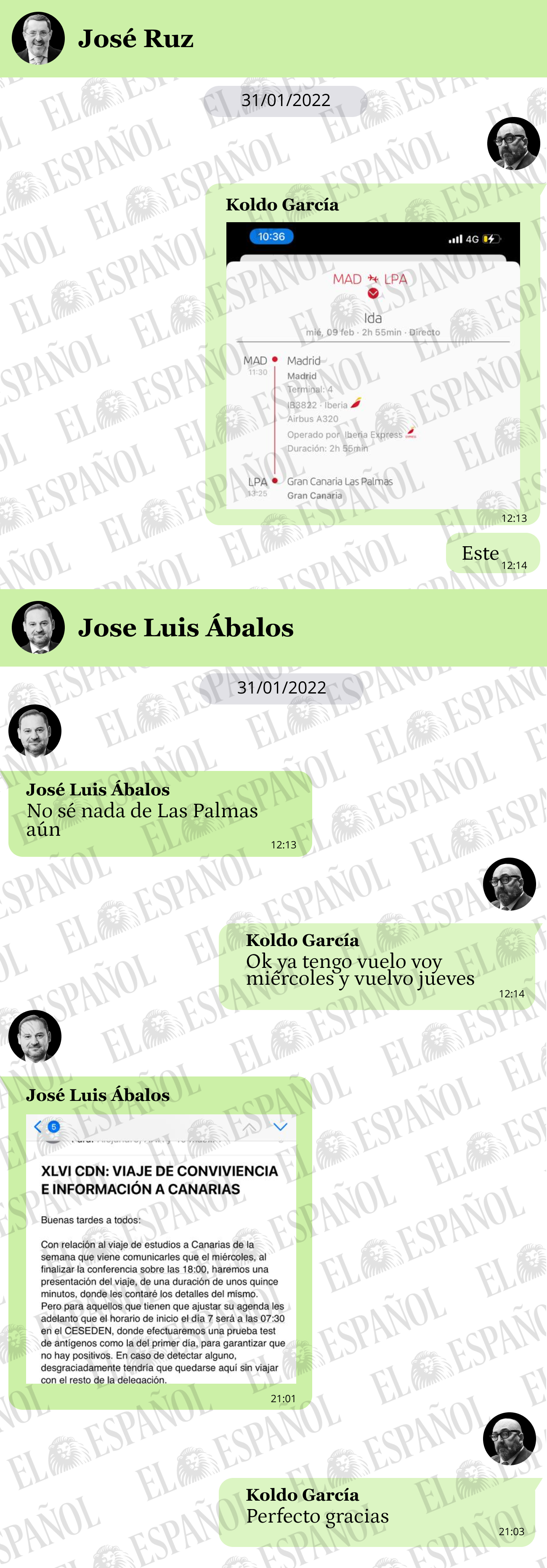 Conversaciones en el WhatsApp de Koldo García el 31 de enero de 2022
