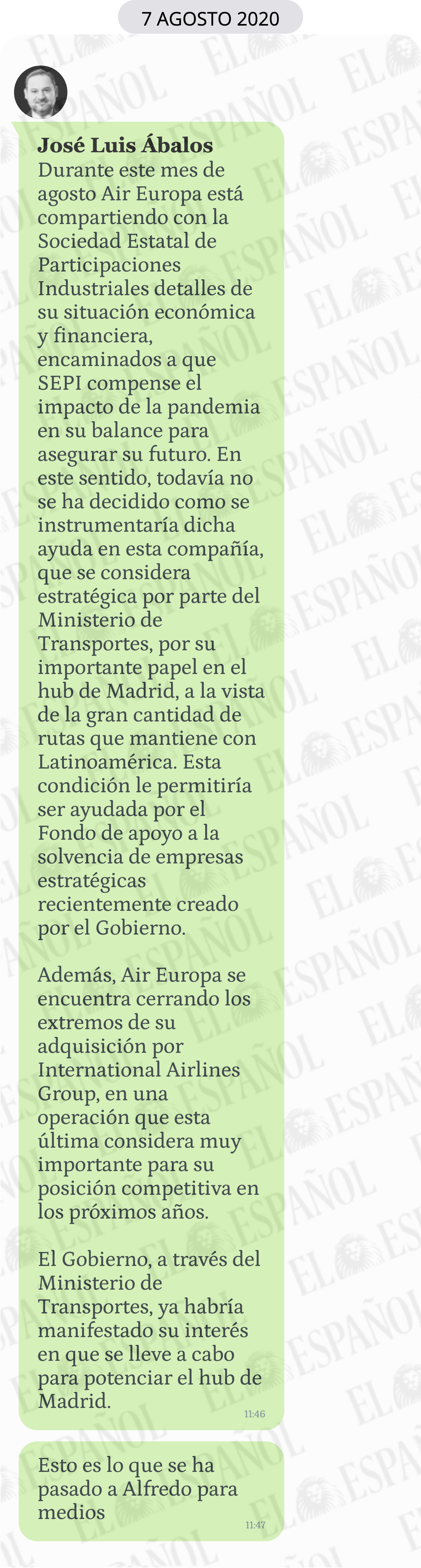 Mensaje de José Luis Ábalos a Koldo García