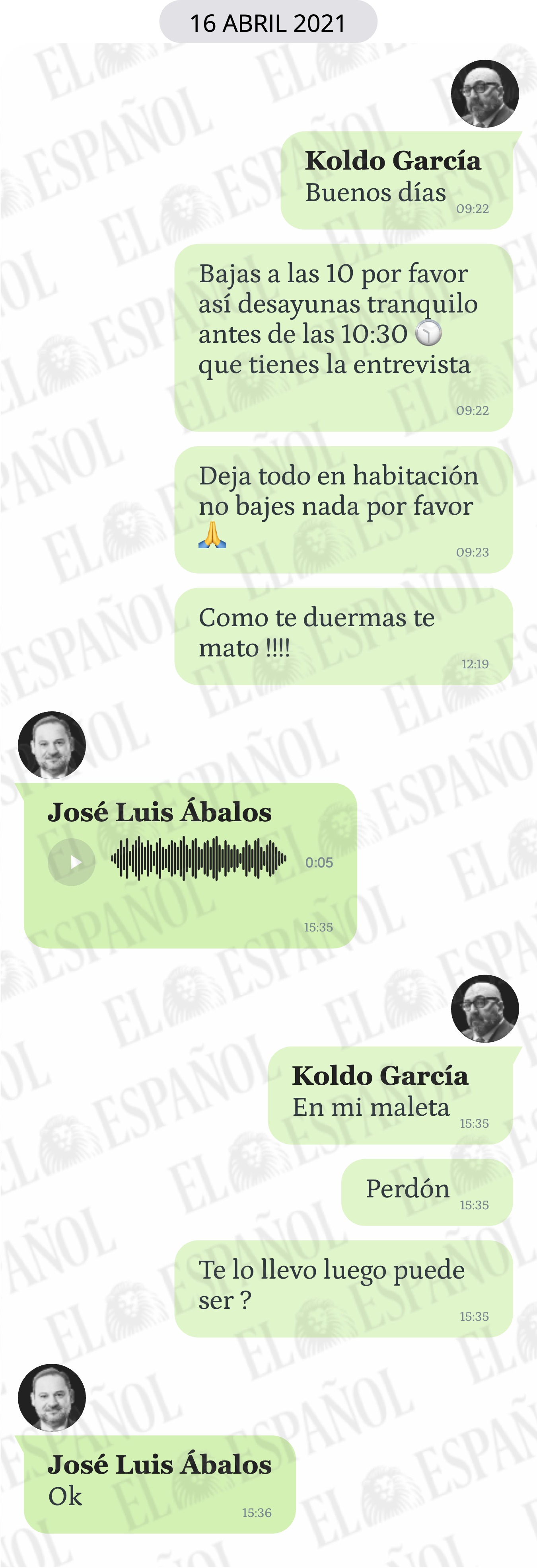 Conversación entre José Luis Ábalos y Koldo García