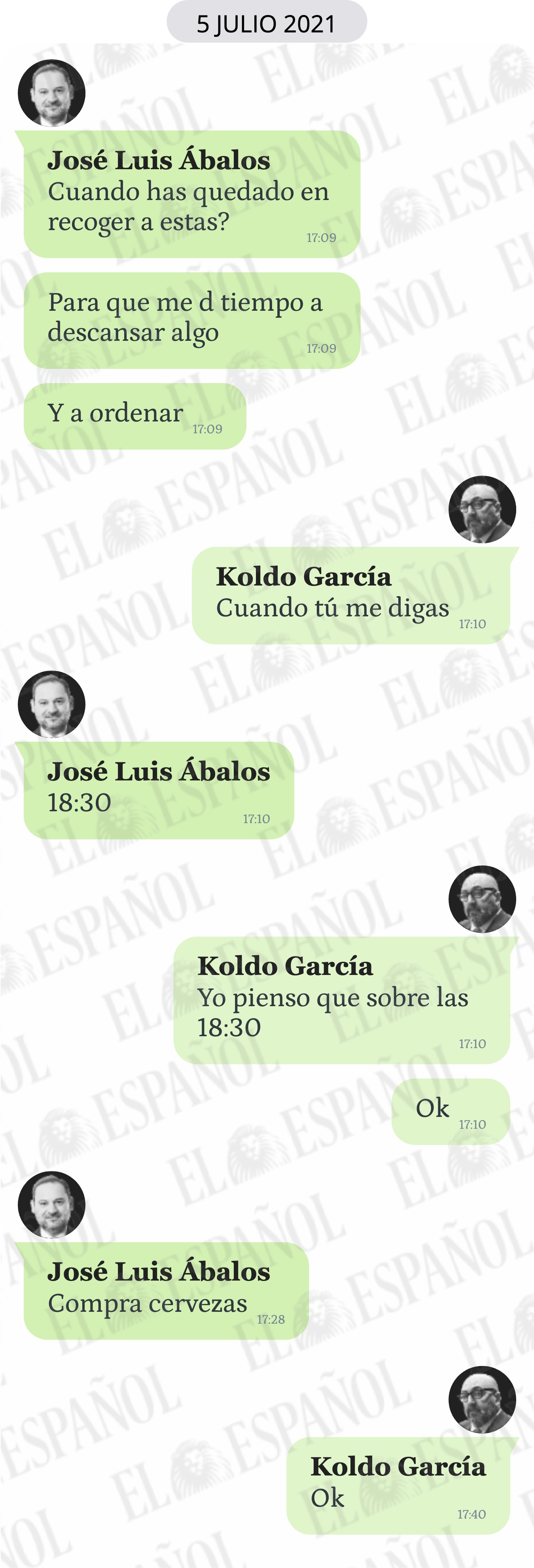 Conversación entre José Luis Ábalos y Koldo García