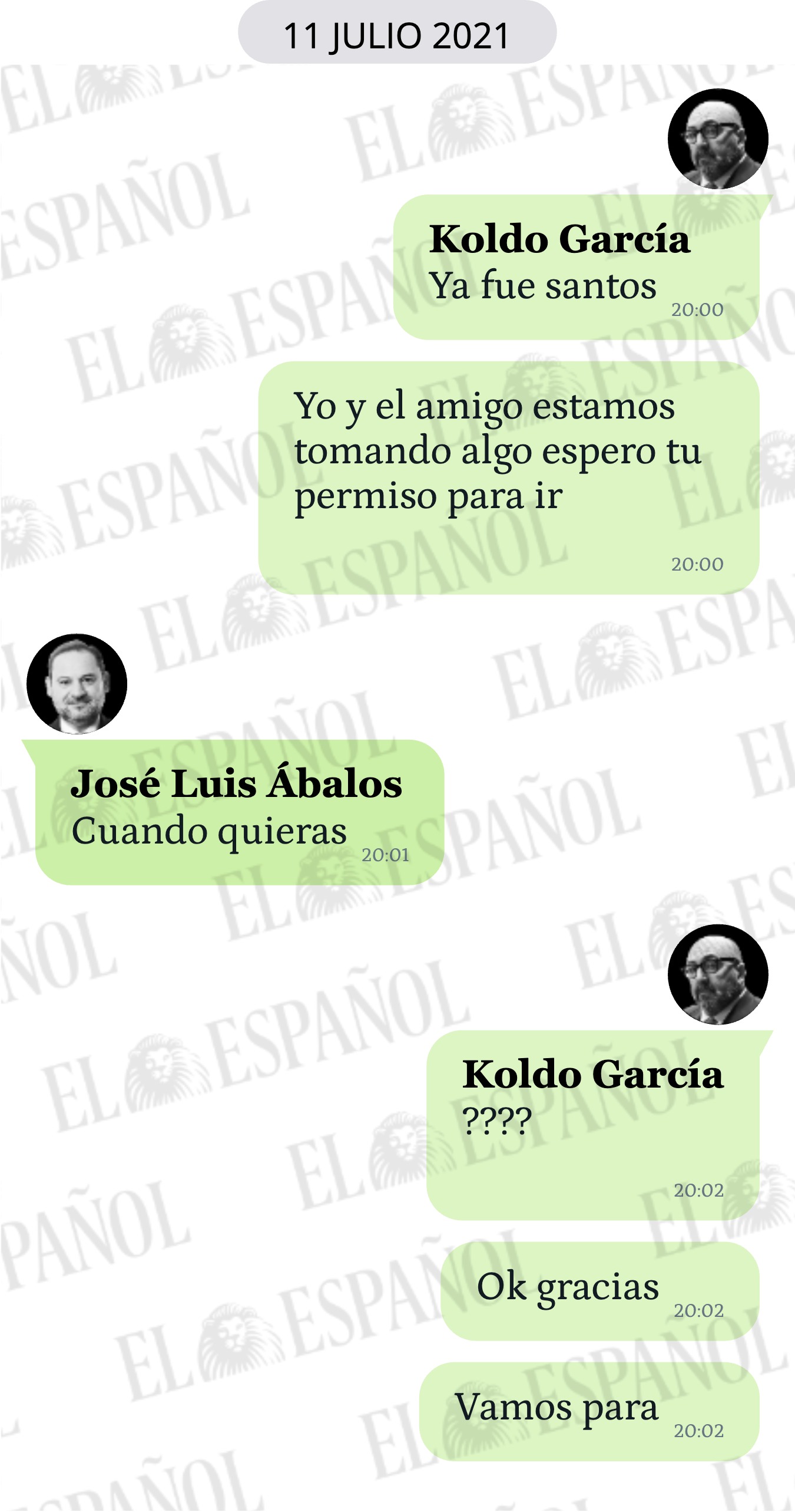 Conversación entre Koldo García y José Luis Ábalos