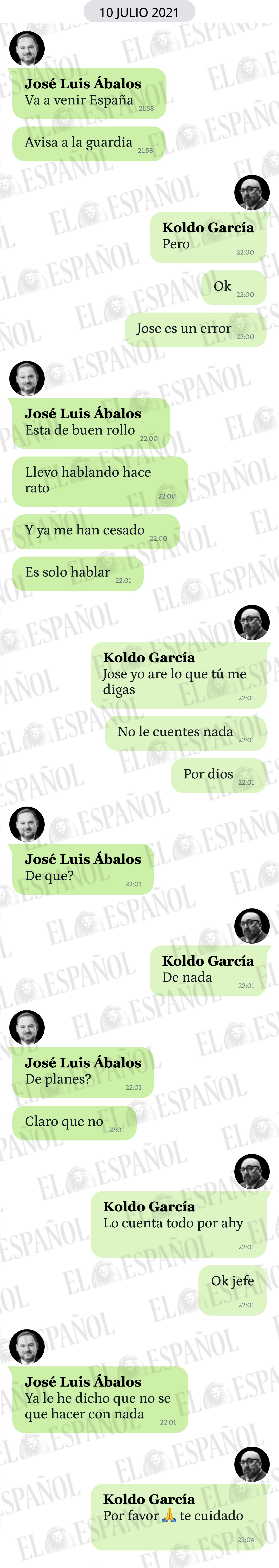 Conversación entre Koldo García y José Luis Ábalos
