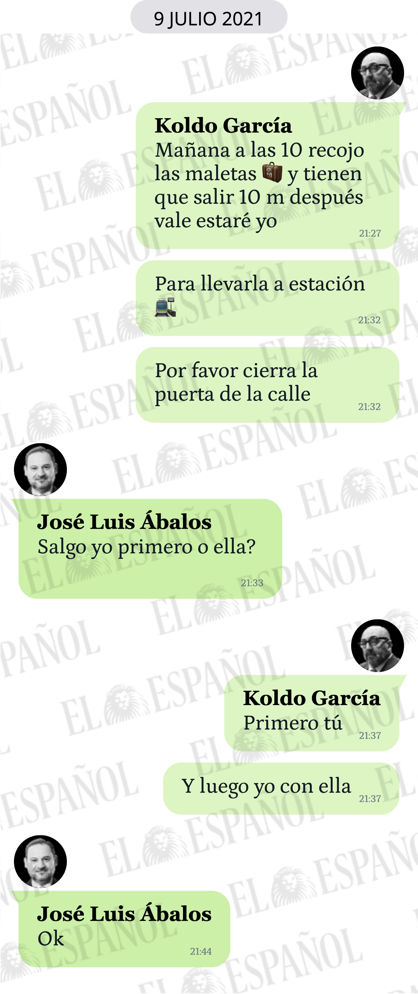 Conversación entre Koldo García y José Luis Ábalos