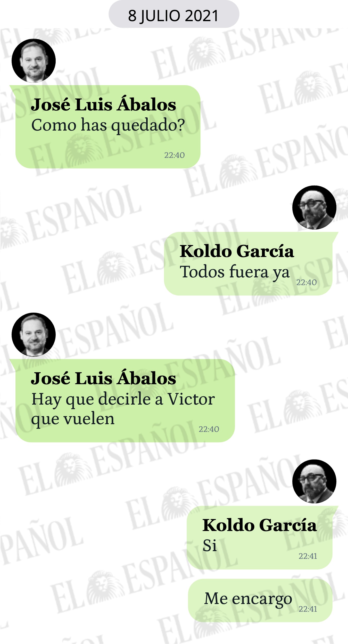 Conversación entre Koldo García y José Luis Ábalos