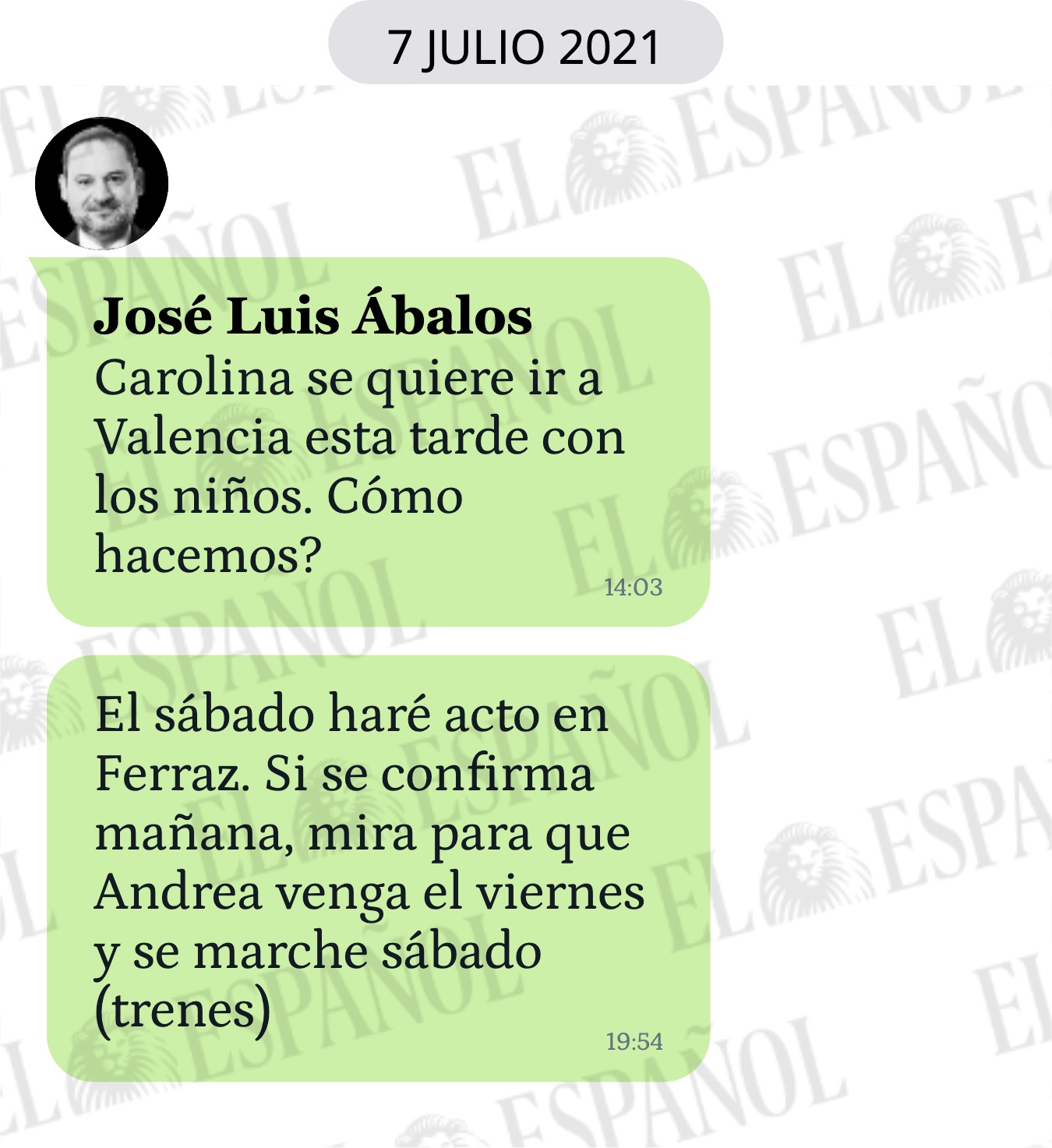 Conversación entre Koldo García y José Luis Ábalos