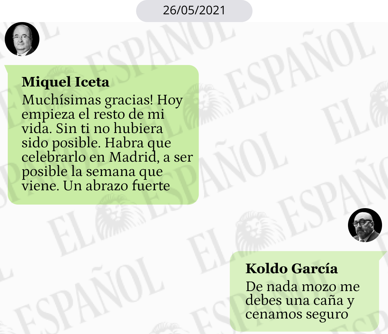 Conversación entre Miquel Iceta y Koldo García en 2021