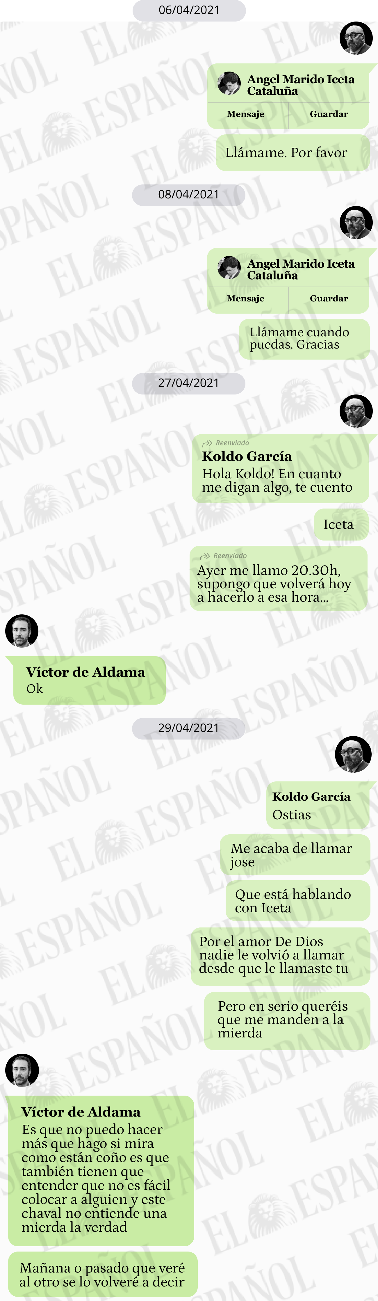 Conversación entre Víctor de Aldama y Koldo García en 2021