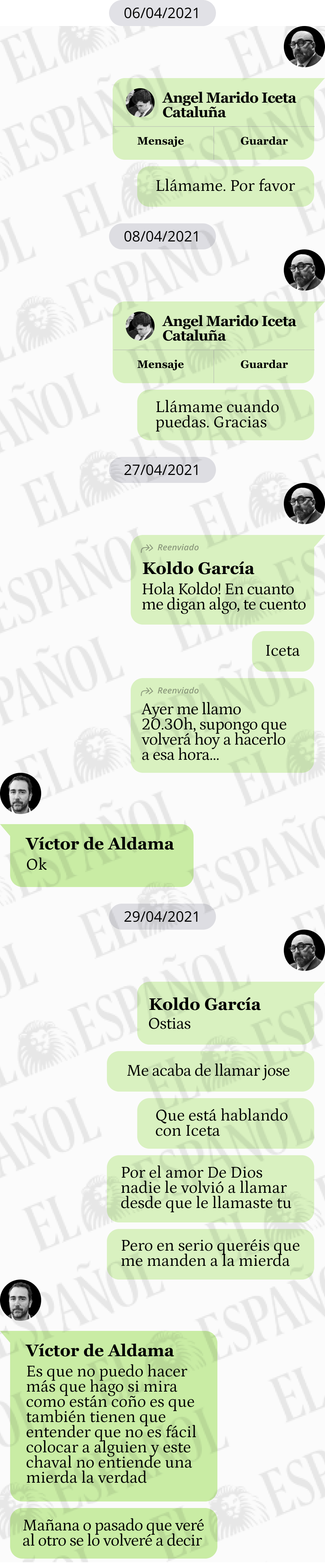 Conversación entre Víctor de Aldama y Koldo García en 2021