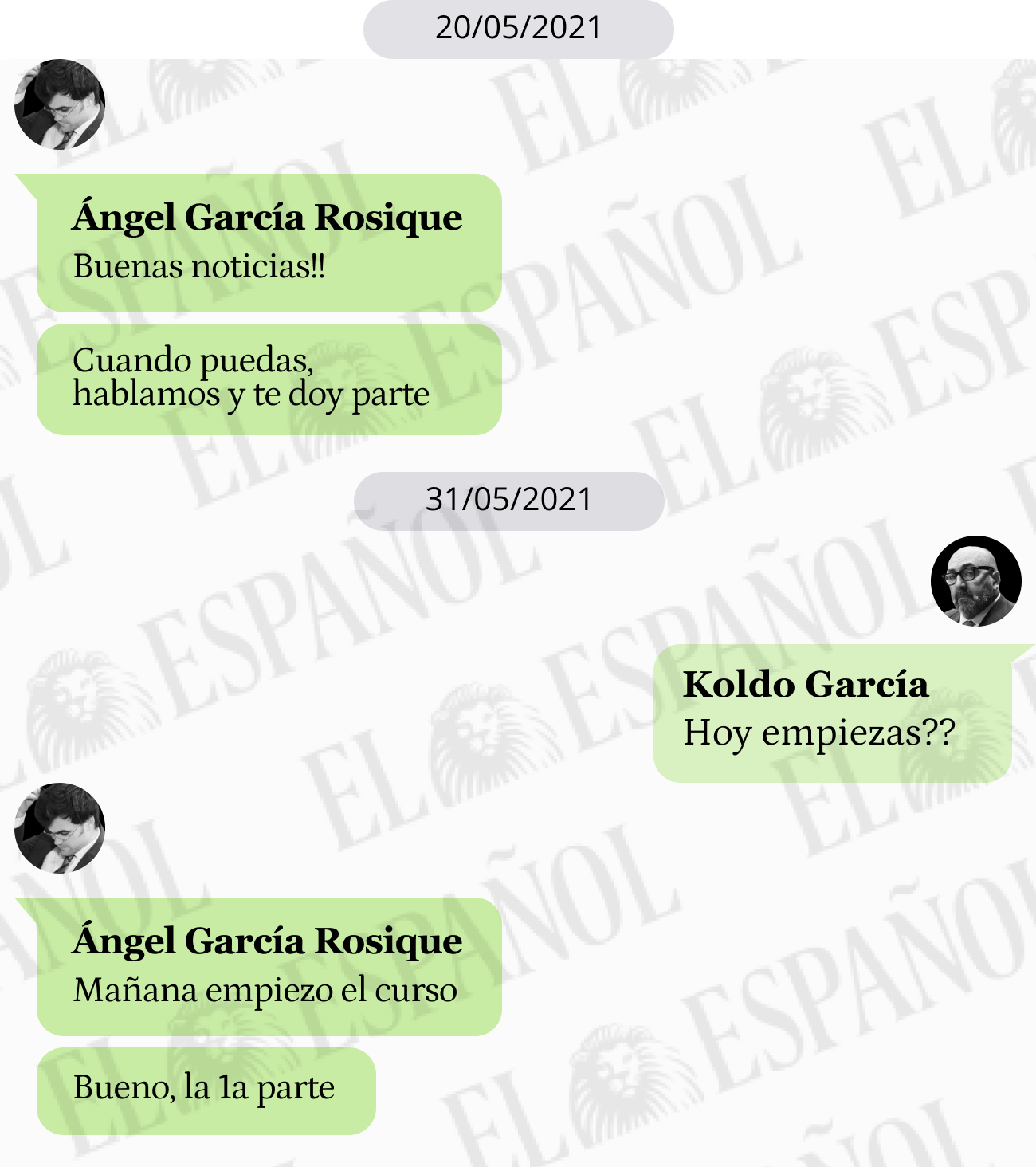 Conversación entre Ángel García Rosique y Koldo García en 2021